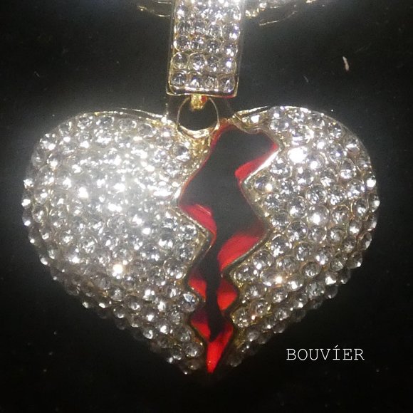 Iced Out Gold Diamond Heartbreak Pendant Chain - Picture 4 of 4